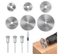 Juego de hojas de sierra circular HSS con destornillador, 6 mini hojas de sierra con 3 ejes de sujeción para herramienta rotatoria, discos de corte para cortar madera, plástico, metal, kit de
