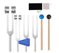 Juego de horquilla de tuning de 128 Hz, 256 Hz, 512 Hz, 1024 Hz, incluye horquilla de tuning con martillo reflejo para instrumentos de curación/frecuencia/terapia de sonido/chakra/yoga y herramientas