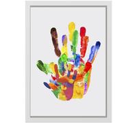 Juego de huellas de manos con 4 placas de plexiglás, 6 colores, marco de recuerdo, pincel, goma de borrar, huellas de manos y huellas de bebé, para toda la familia, decoración de habitación infantil