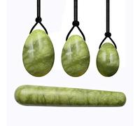 Juego de huevos de jade Yoni Ejercicio de Kegel Bola de cristal natural Varita Reafirmante muscular Higiene femenina Masajeador de piedras Juego verde huevo perforado