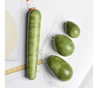 Juego de huevos de piedra verde Yoni Huevos de jade natural Mujeres Ejercitador de Kegel Músculos de apriete Bola Masaje Yoni Varita Masajeador de jade-Juego de taladros-Cuerda transparente