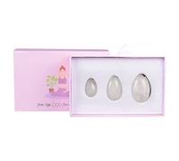 Juego de huevos de yoni de cuarzo rosa natural perforado para mujer con bolas de cristal para ejercicios de Kegel, piedra de masaje, cristal blanco