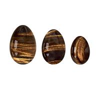 Juego de huevos de Yoni de ojo de tigre Ejercicio de Kegel Bola de Ben Wa Huevos de jade perforados Piedra natural Varita de Yoni Bola de masaje sin perforar Huevos de uñandula Sin caja
