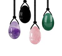 Juego De Huevos Yoni De Cuarzo Rosa Natural, Ejercicio Kegel De Obsidiana, Huevo De Jade, Bolas De Cristal Para Apretar Los Músculos, Piedra De Masaje Perforada,obsidiana M
