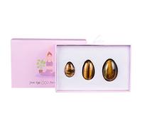 Juego de huevos Yoni de cuarzo rosa natural, huevos de jade perforados, para mujer, ejercicio de Kegel, bolas de cristal, piedra de masaje, ojo de tigre
