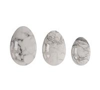 Juego de huevos Yoni de cuarzo rosa sin perforar Huevos de jade Ejercicio de Kegel de obsidiana Bola de apriete de músculos Ejercitador de huevos Yoni-White_Howlite