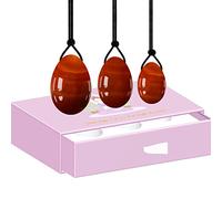 Juego De Huevos Yoni De Jade De Cornalina Roja, Huevos De Jade Kegel, Ejercitador Muscular Kegel Para Masaje Corporal De Huevo De Jade Natural,Huevo Taladrado Con Caja