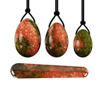 Juego de huevos Yoni de jade natural para mujer, juego de Kegel para músculos del suelo pélvico, huevos Yoni, piedras naturales para apretar, juego de bolas Ben Wa-Unakite