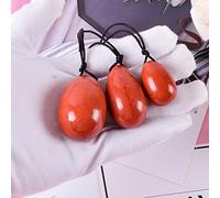 Juego de huevos Yoni Huevo Yoni Juego de huevos de jaspe natural Taladro Piedra roja Varita de cristal Bola mineral Ejercicio Kegel Cuidado de la mujer, 3 piezas 1 juego