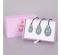 Juego de huevos Yoni Masaje Huevo Yoni Juego de bolas de jade natural Taladro Varita de cristal Piedra mineral Herramienta de ejercicio Kegel Músculo del piso pélvico para mujer, 3 piezas y caja