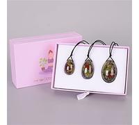 Juego de huevos Yoni Piedra de sangre de dragón Huevo Yoni Juego de jaspe natural Taladro Bola mineral de cristal Ejercicio Kegel Músculo del piso pélvico para mujer, 3 piezas y caja