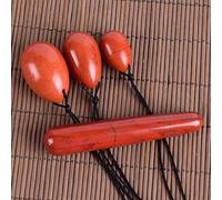 Juego de huevos Yoni Piedra natural Juego de varitas de masaje con huevos Yoni Herramientas Cajas de regalo Jaspe rojo Ejercitador muscular Kegel Masajeador de jade de cristal, 4 piezas sin caja