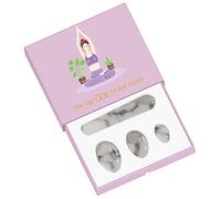 Juego de huevos Yoni sin perforar con caja Mujeres Kegel Ejercitador Huevos de jade Músculos vaginales Masaje Yoni Wand, Howlita blanca