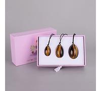 Juego de huevos Yoni Taladro Huevo Yoni 3 piezas/juego Masaje natural Bola de cuarzo rosa de cristal Ejercicio Kegel, Ojo de tigre