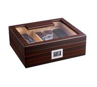 Juego de humidificador de madera de cedro con humidificador e higrómetro, calidad premium para almacenamiento y conservación de puros