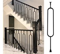Juego de husillos de balaustre de hierro ajustables, barandilla de escalera negra con zapata y conector para uso en interiores, perfecto para escaleras rectas modernas y elegante decoración del hogar
