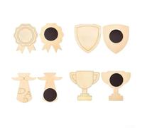 Juego de imanes de madera para nevera, trofeo, kit de manualidades de 12 piezas para pintar y decorar, Día del Padre para la familia