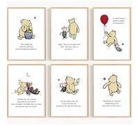 Juego de impresión de citas de Winnie the Pooh, arte de pared clásico de Winnie the Pooh, arte de pared para habitación de niños (A4-21 x 29,7 cm)