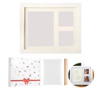Juego de impresión de huellas de perro y gato, juego de impresión de patas de color blanco con marco de madera para perros y gatos, caja de recuerdos 3D, huella de perro, marco de fotos conmemorativo