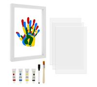 Juego de impresión de manos para familia, monumento, marco de fotos, alojamiento para 4 miembros de la familia con marco de placa, pincel de color para baby shower, regalos, decoración de habitaciones