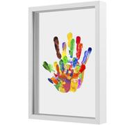 Juego de impresión de manos para familias, marco de fotos de bebé para toda la familia con espacio 4 mezcladores 6 colores acrílicos hojas transparentes DIY DIY Bastel Marco de fotos de madera para
