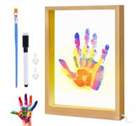 Juego de impresión de manos para familias, regalo familiar, kit de impresión DIY para 4 personas con marco acrílico, luz cálida, USB, regalos personalizados para familia y bebé
