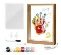Juego de impresión de manos para niños con lámpara de noche LED, espacio para 4 personas, diseño de huellas de manos de bebé y huella de pie, regalos personalizados, día del padre, día de la madre