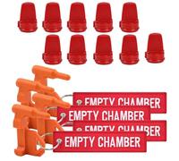 Juego de Indicadores de Seguridad de Recámara Vacía, 4 Banderas Naranjas para Recámara y 10 Tapones Rojos de Silicona, Compatibilidad Universal para Armas de Fuego, Herramienta Visual de Seguridad