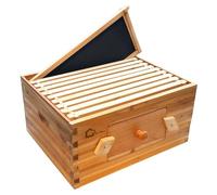 Juego de iniciación de colmena, caja de almacenamiento con 10 panales profundos, botín de madera maciza con marco de madera y base encerada, caja de colmenas, suministros sostenibles para apicultura