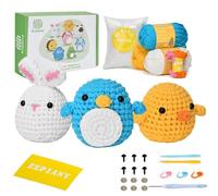 Juego de iniciación de ganchillo para principiantes y animales, regalo para cumpleaños, bricolaje y niños y adultos con instrucciones en video paso a paso (idioma español no garantizado)