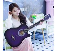 Juego de iniciación de guitarra acústica para principiantes con diseño recortado, construcción de madera, incluye funda, correa, cejilla, cuerdas y púas