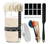 Juego de iniciación de masa madre completo para principiantes y entusiastas de la panadería, surtido de 9 piezas con termómetro, cristal de fermentación (730 ml) y espátula práctica, accesorios para