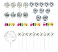 Juego De Insertos Para Decoración De Pasteles De 33 Piezas, Inserto De Bola Brillante De Discoteca, Inserto Para Pastel De Cumpleaños, Adecuado Para Decorar Pasteles Y Postres De Fiesta