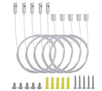 Juego de instalación para Colgar Cuerda, suspensión de Cuerda Ajustable, 5 Unidades de suspensión de lámpara de 1,5 mm × 2 m, Tensor de Cuerda de Alambre, Soporte de Metal para Panel LED,