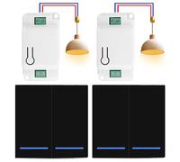 Juego de interruptor de radio RF433, interruptor de seguridad de 230V y controlador receptor de 50M, interruptor inalámbrico, instalación sencilla para lámparas de hasta 2000W - 2 interruptores negros