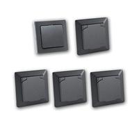 Juego de interruptor + enchufe "Cuarto húmedo M", antracita, 5 piezas, IP44, serie de interruptores Milos, empotrado