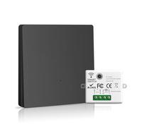 Juego de interruptores de luz inalámbricos con interruptor de pared, interruptor inalámbrico y receptor inalámbrico 2200 W/10 A, interruptor inteligente 2,4 G, 230 V, negro 1 + 1