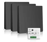 Juego de interruptores de luz inalámbricos con interruptor de pared, interruptor inalámbrico y receptor inalámbrico 2200 W/10 A, interruptor inteligente 2,4 G, 230 V, negro 3 + 1