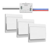 Juego de interruptores de luz inalámbricos de 230 V - Interruptor inalámbrico independiente sin batería, interruptor de pared inalámbrico impermeable con receptor, alcance de hasta 200 m (no regulable