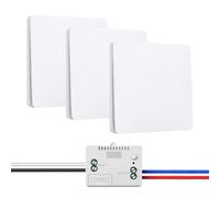Juego de interruptores de luz inalámbricos de 230 V, interruptor inalámbrico sin batería, resistente al agua, interruptor de luz inalámbrico (1 receptor y 3 paneles de conmutación)