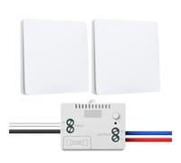 Juego de interruptores de luz inalámbricos de 230 V, interruptor inalámbrico sin batería, resistente al agua, interruptor de luz inalámbrico (1 receptor y 2 paneles de conmutación)
