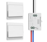 Juego de interruptores de luz inalámbricos de 230 V, interruptor inalámbrico sin batería, resistente al agua (1 receptor+2 paneles de conmutación)