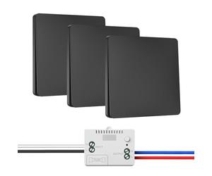 Juego de interruptores de luz inalámbricos de 230 V, interruptor inalámbrico sin batería, resistente al agua, interruptor de luz inalámbrico (1 receptor y 3 paneles de conmutación)