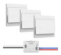 Juego de interruptores de luz inalámbricos de 230 V, no requiere pilas, interruptor de pared impermeable, controla tu lámpara hasta 200 m de distancia (1 receptor y 3 paneles de conmutación)
