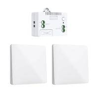 Juego de interruptores de luz inalámbricos de 230 V, sin batería, interruptor cinético inalámbrico, 230 V, resistente al agua, juego con mando a distancia para lámpara, jardín y casa (2 interruptores