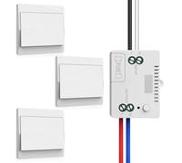 Juego de interruptores de luz inalámbricos, interruptor inalámbrico independiente sin batería, resistente al agua, interruptor de pared, controla tu lámpara hasta 200 m de distancia, 3-1