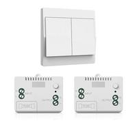 Juego de interruptores inalámbricos de 230 V (blanco, 2 velocidades), interruptor de luz inalámbrico con 2 botones + 1 receptor, transmisor sin batería, fácil montaje, control de luz perfecto para