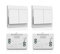 Juego de interruptores inalámbricos de 230 V (blanco, 2 velocidades), interruptor de luz inalámbrico con 2 botones + 2 receptores, transmisor sin batería, fácil de montar, control de luz perfecto para