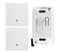 Juego de interruptores inalámbricos de 433 MHz, 10 A, 220 V, interruptor inalámbrico con receptor, sin batería, para lámpara interior y exterior (2 interruptores con 1 receptor)