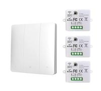 Juego de interruptores inalámbricos de pared, interruptor de luz con receptor, alcance de 30 m, sin batería, 3 canales, 1-3 unidades